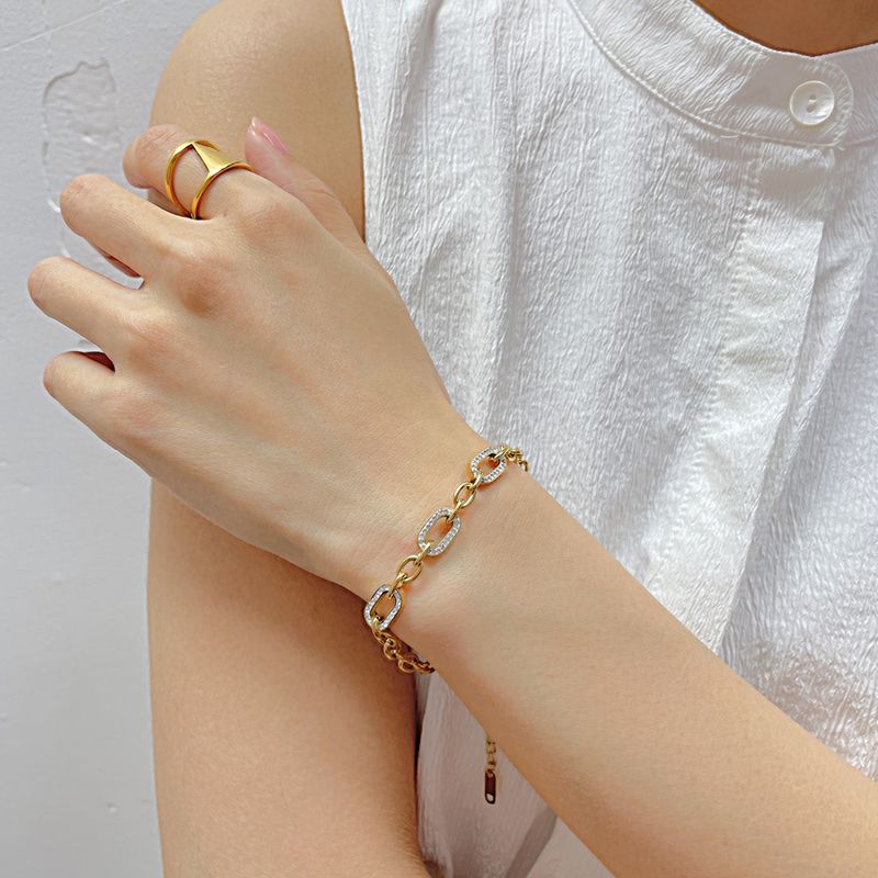 Damenschmuck Mode Hochwertiger Titanstahlschmuck All Match Edelstahl Ins Style Schlamm Diamant Armband_voghion.com