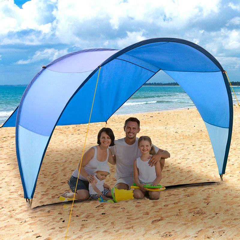 6-Person Large Beach Tent With Sun Shade - Windproof Party Tent For Outdoor Gatherings All-In-One Sun Shelter & Sand Anchor System_voghion.com