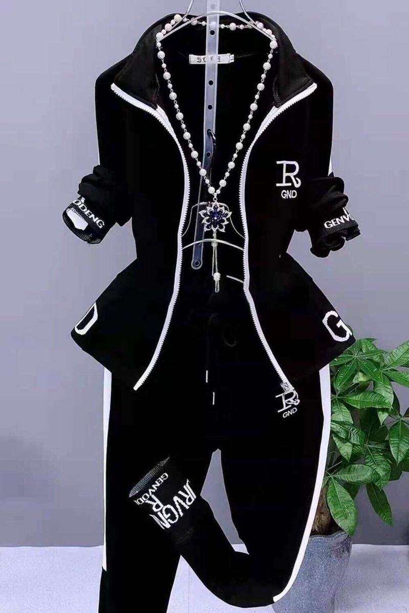 Ropa de mujer Trajes deportivos de moda para mujer 2024 primavera y otoño nuevo estilo casual manga larga pantalones ajustados estudiante traje de dos piezas de moda_voghion.com