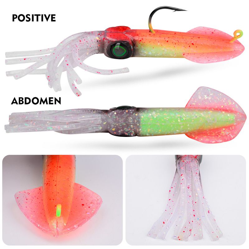 Squid Lure Bionic Luminous UV 13cm Built-in Lead Head Hook Soft Cuttlefish Octopus Bait_voghion.com
