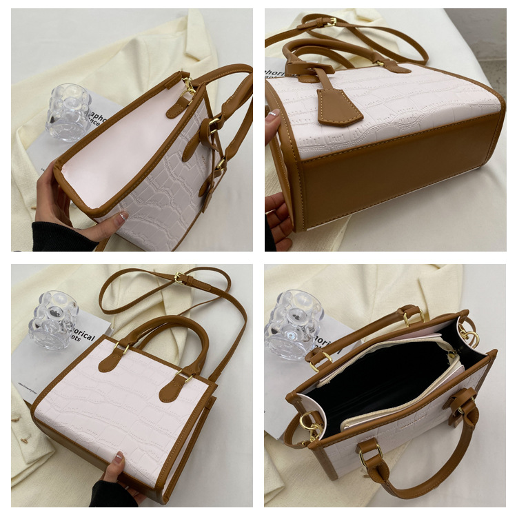 Sac fourre-tout Sac pour femme de grande capacité Nouveau sac à main Motif pierre en relief Europe et États-Unis Sac de banlieue à une épaule diagonale à la mode_voghion.com
