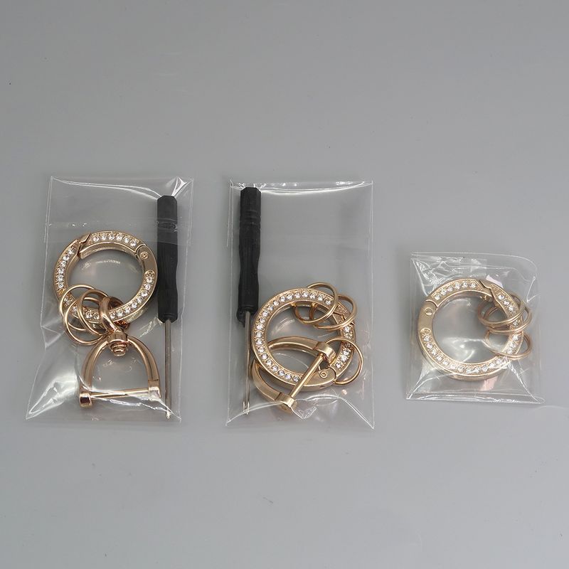 Sleutelhanger met diamant-ingelegde veerring, sleutelhanger van zinklegering met open lus voor auto's_voghion.com
