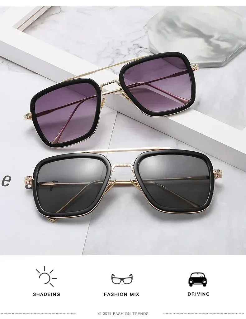 Luxus Quadrat Sonnenbrille Männer Frauen Marke Designer Retro Legierung Rahmen Große Sonnenbrille Vintage Gradienten Männlich Weiblich Oculos Feminino_voghion.com