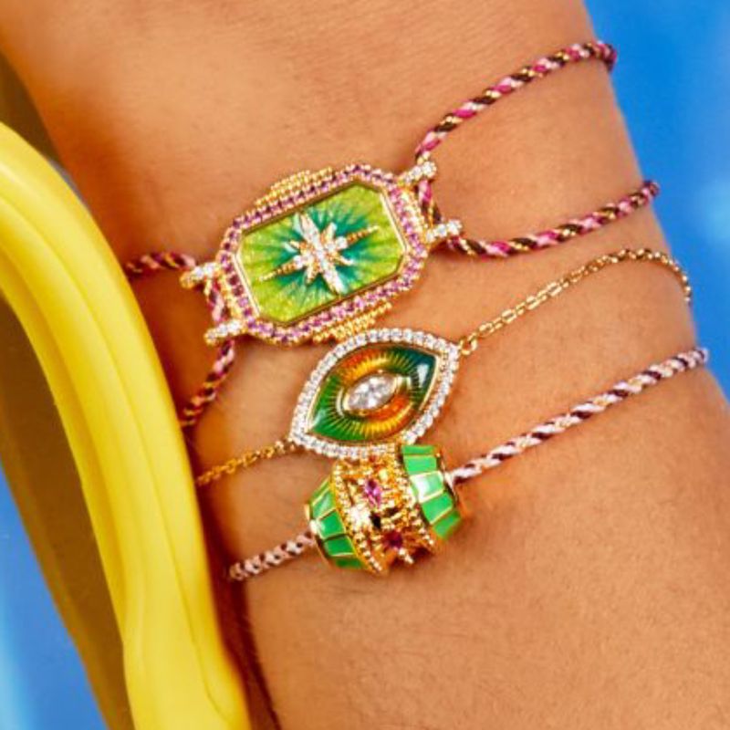 Bracciale con perline a forma di occhio mistico per uomo e donna - Gioielli alla moda ispirati ai tarocchi con smalto colorato a goccia e pietre scintillanti. Bracciale con occhio colorato popolare._voghion.com