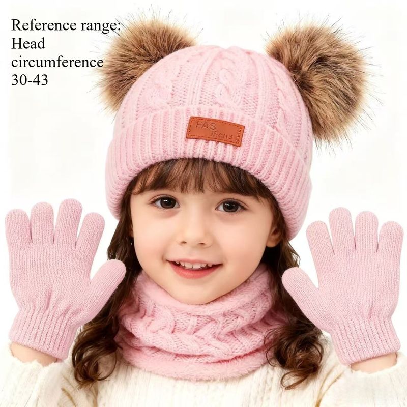 Cappelli invernali per bambini, sciarpe, set da due pezzi, doppi gomitoli, cappelli lavorati a maglia per neonati, caldi, vellutati e più spessi._voghion.com