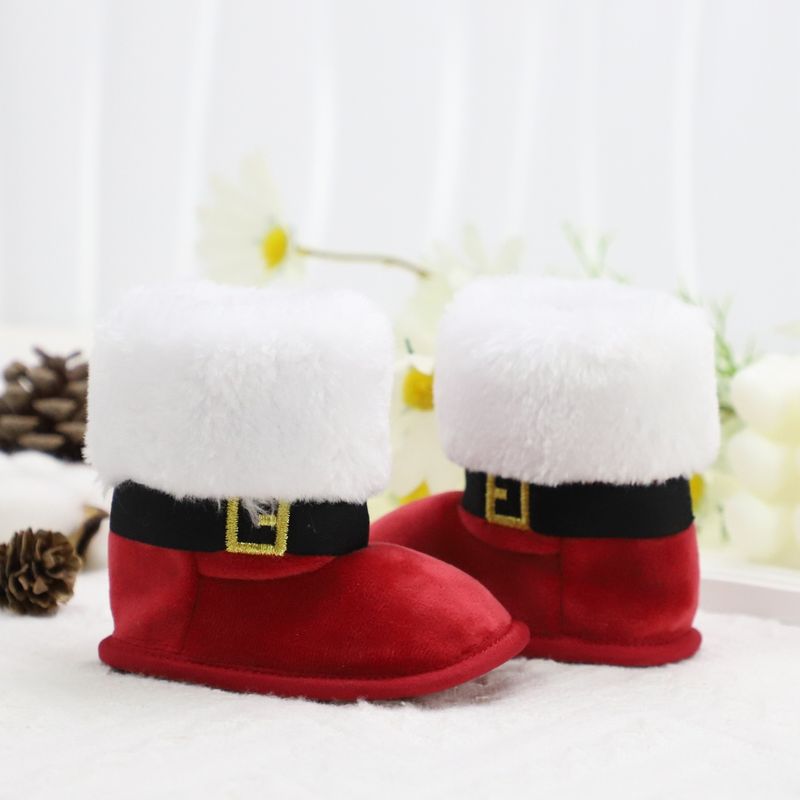 Baby toddler shoes, Christmas style, cute plush heart boots, warm and non-slip, suitable for holiday & party outfits,_voghion.com