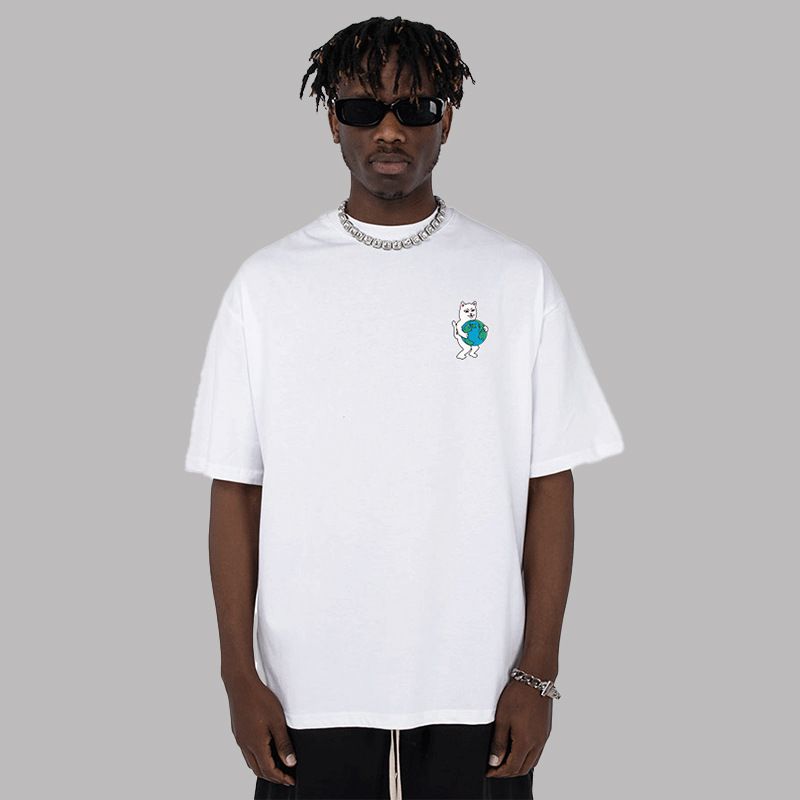 Herrenbekleidung Kurzarm T-Shirt aus reiner Baumwolle für den Sommer, Herrenhemd aus gekämmter Baumwolle, lockeres Hemd für Jungen, kreativer kleiner Rundhalsausschnitt, halbe Ärmel_voghion.com