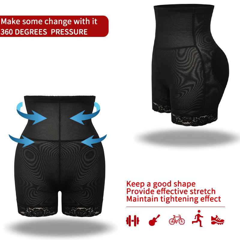 Realzador de cadera botín cintura alta acolchado levantador de glúteos bragas con control de barriga calzoncillos fajas con almohadilla pantalones cortos cuerpo S_voghion.com