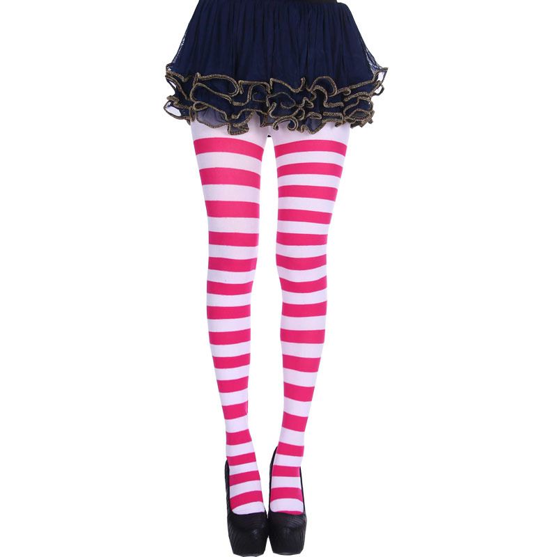 Cross Border Halloween Christmas Pantyhose Pantyhose Adult Party Costume Striped Pantyhose Multicolor Optional_voghion.com