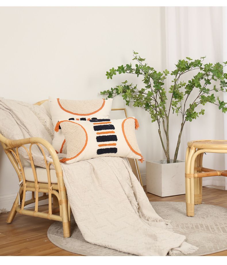 Handmade Moroccan Tufted Throw Pillow Covers - Boho Chic Cushion For Sofa, Chair & Office - Decorative Accent With Embroidery_voghion.com