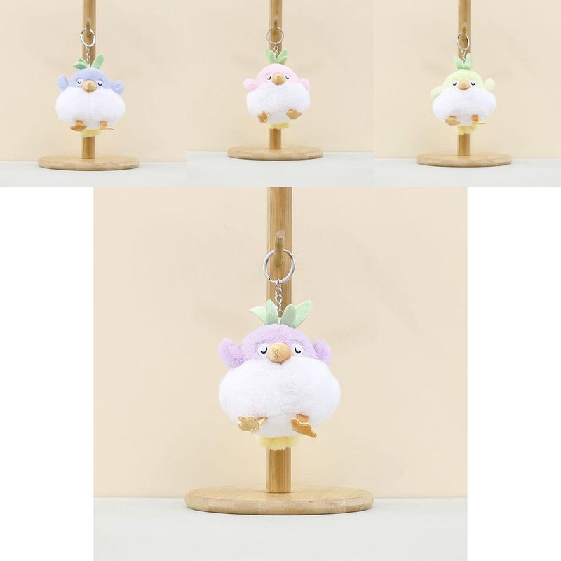 Adorabile portachiavi di peluche a forma di pulcino, accessorio per borse e chiavi, in verde, viola, rosa e blu._voghion.com