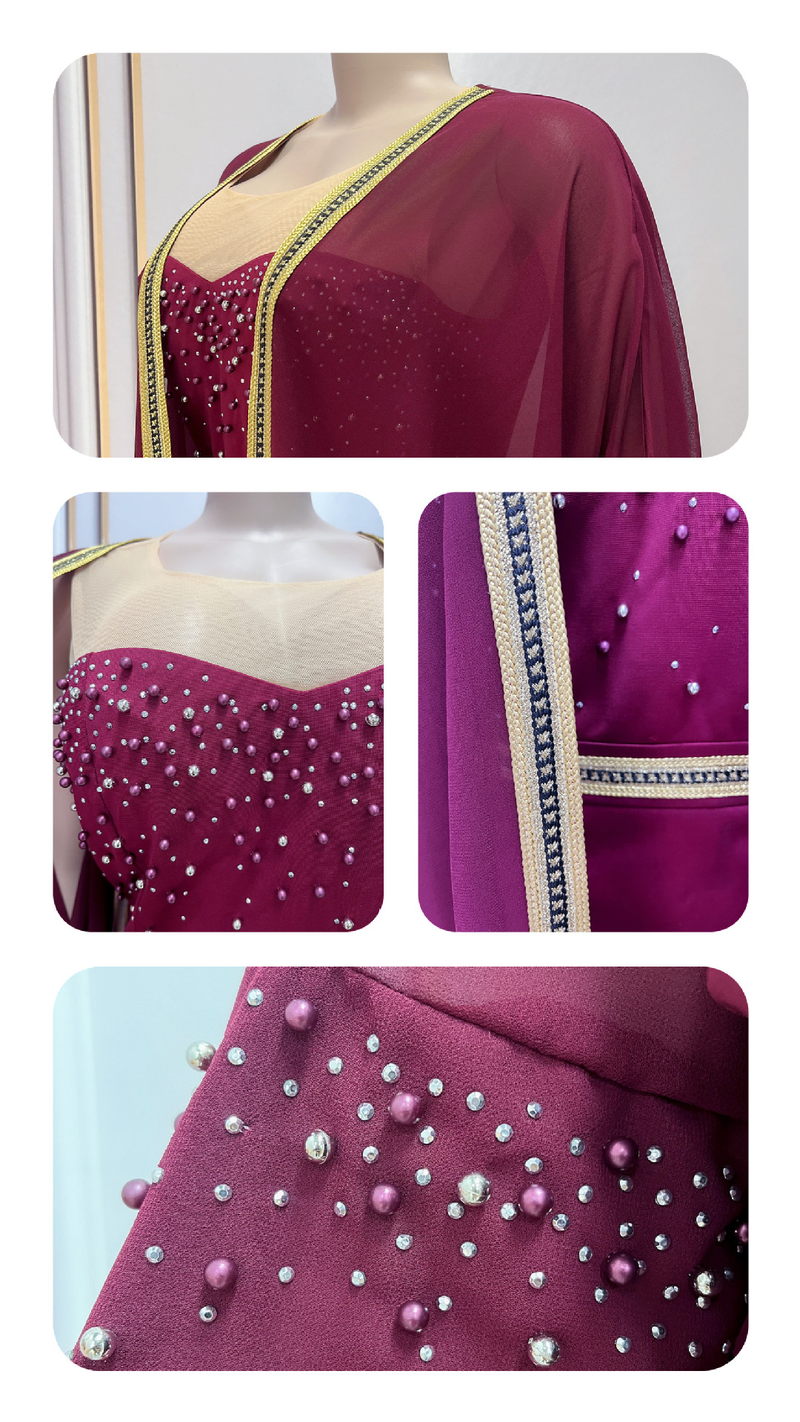 Vêtements pour femmes Robe de luxe légère en diamant pour femmes Robe en maille à perles en deux pièces_voghion.com