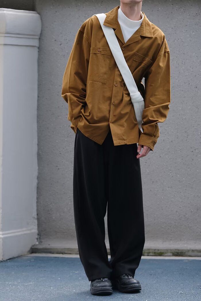 Herrenbekleidung Herrenhose mit entspannter Passform und geradem Bein – Freizeit- und Bürokleidung, weite Anzughose mit bequemem Stretch, Optionen in Braun und Schwarz_voghion.com