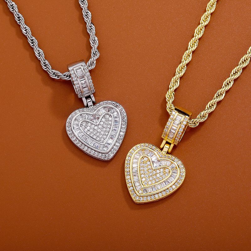 Colar com pingente feminino de metal banhado a ouro em forma de coração e clavícula, corrente de suéter hip-hop, acessórios para colar_voghion.com