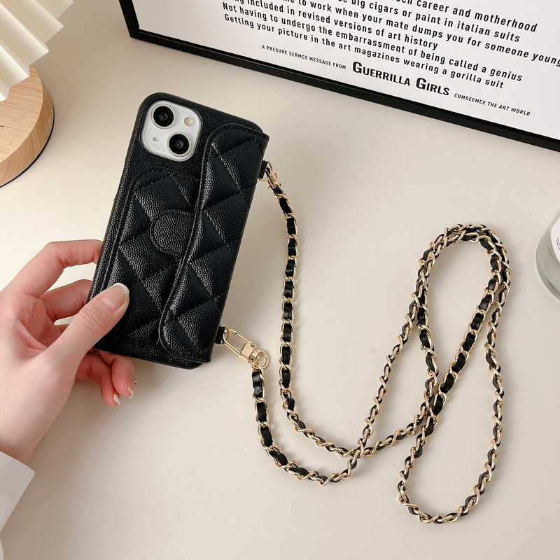 Mobile phone case fragrant style rhombus chain diagonal mobile phone case suitable for iPhone14promax apple 15 caviar 14 luxury_voghion.com
