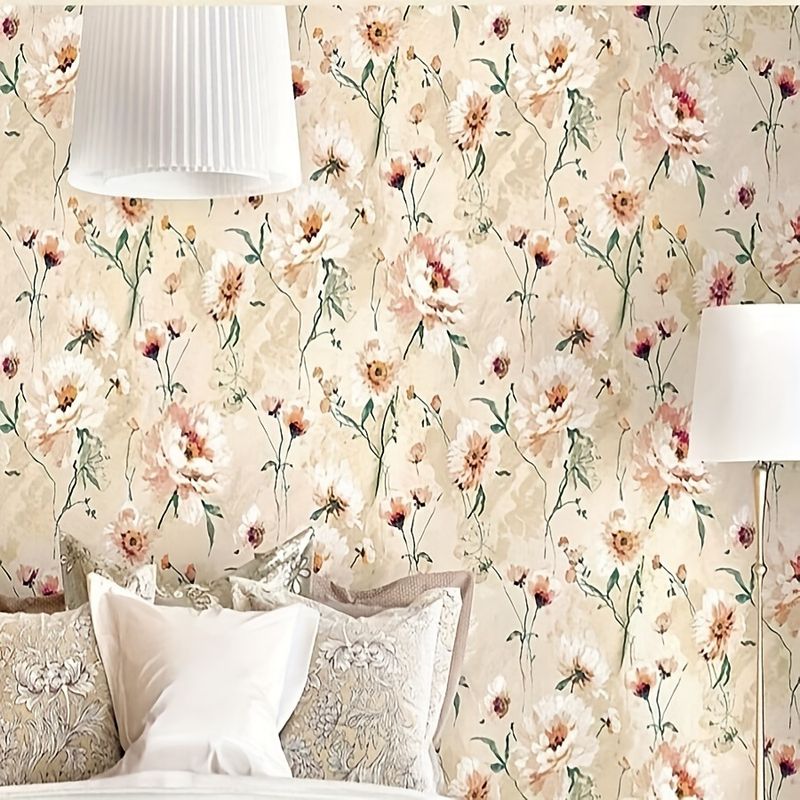 Pastorale Blumen Große Pfingstrose Wasserfest Feuchtigkeitsbeständig Selbstklebend Stick Stil Schlafzimmer Wohnzimmer Dekorativ_voghion.com