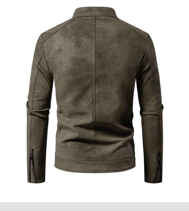 Veste vintage en similicuir pour homme avec doublure polaire – Manteau en PU style motard rétro pour tenues décontractées et d'équitation._voghion.com
