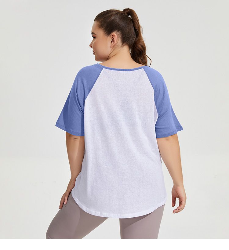 Loose Breathable Yoga Cover Up For Women In Large Size With Contrasting Printed Running Sportswear And Short Sleeved_voghion.com