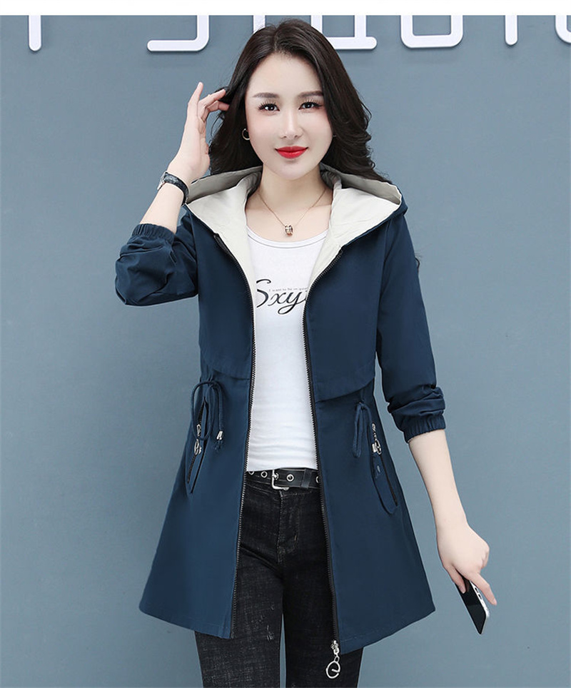 Double-Sided Trench Coat Women 2022 New Spring Autumn Clothes Hooded Large Size Long Windbreaker Jacket Female Outerwear_voghion.com