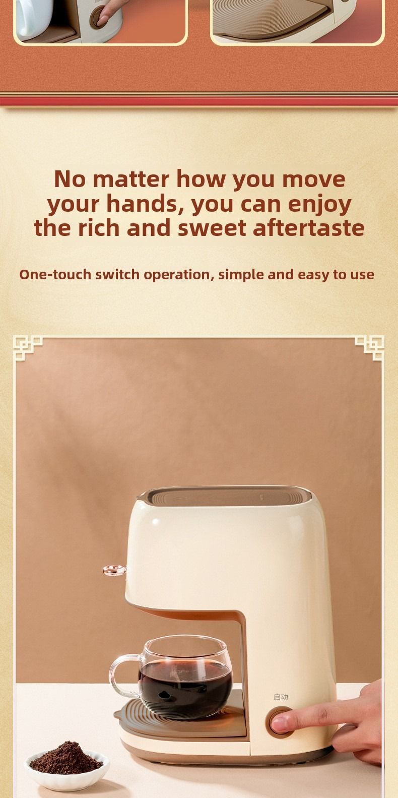 Konka kaffemaskin, helautomatisk bärbar kaffemaskin för hemmabruk, tebryggning, mini amerikansk droppkaffemaskin, present_voghion.com