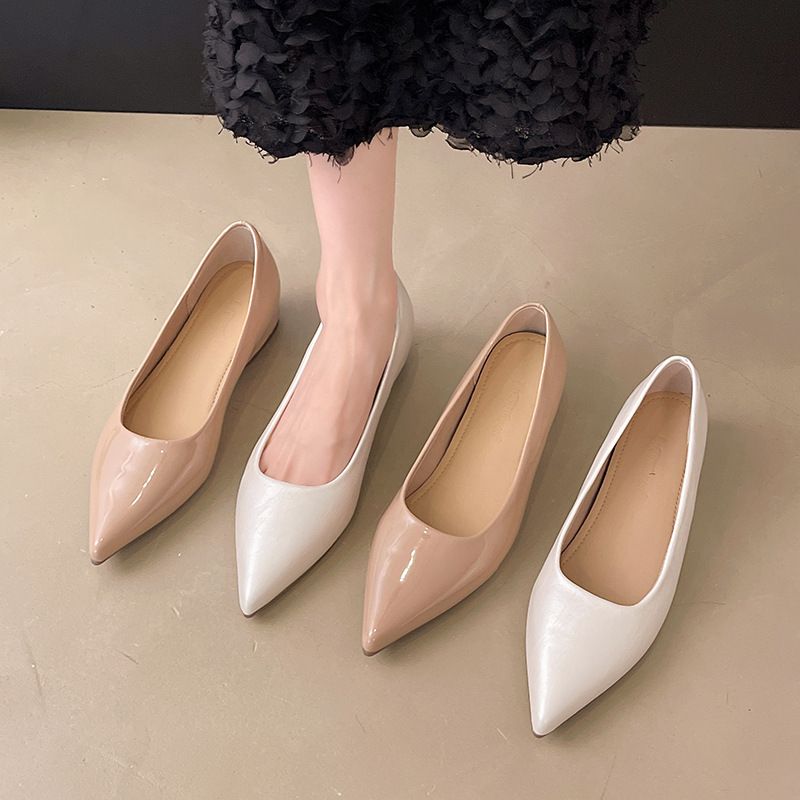 Scarpe basse a punta con aumento dell'altezza interna, scarpe da donna leggere, scarpe versatili da pendolare, primavera e autunno francesi_voghion.com