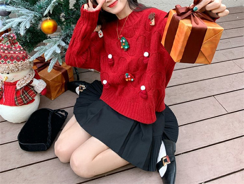 Lockerer, lässiger Weihnachtspullover für Damen_voghion.com