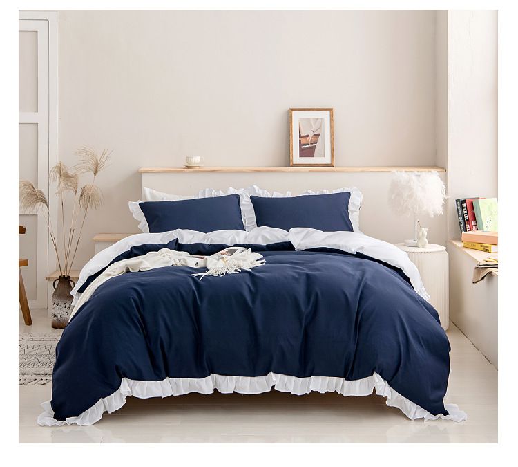 Luxury Ruffled Duvet Cover With Patchwork Patterns - Soft Milled Velvet, Active Dyed Colors, Multi-Color Options_voghion.com