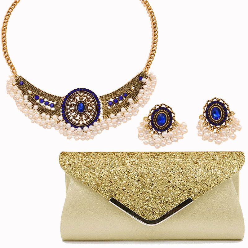 Women's Jewelry Set - Vintage Winged Diamond Drop Necklace And Earrings Trio For Evening Party, Elegant Boho Chic Statement Set (Multiple Colors )_voghion.com