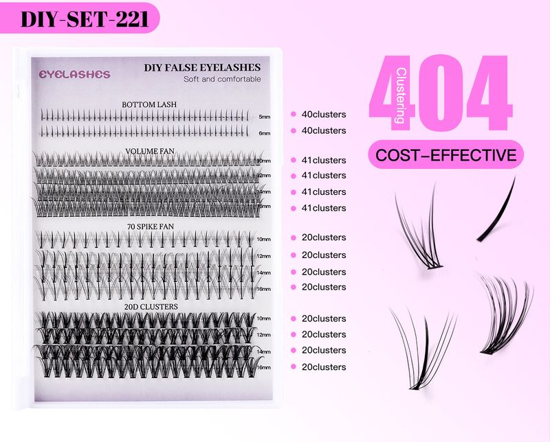 Hot 404 cluster large capacity false eyelashes lower lash demon single cluster segment DIY eyelash mixed_voghion.com