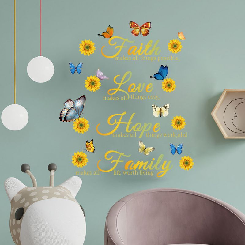 Glaube, Liebe, Hoffnung, bunter Schmetterling, PVC, CH81425, dekorative Wandaufkleber für Wohnzimmer und Schlafzimmer_voghion.com