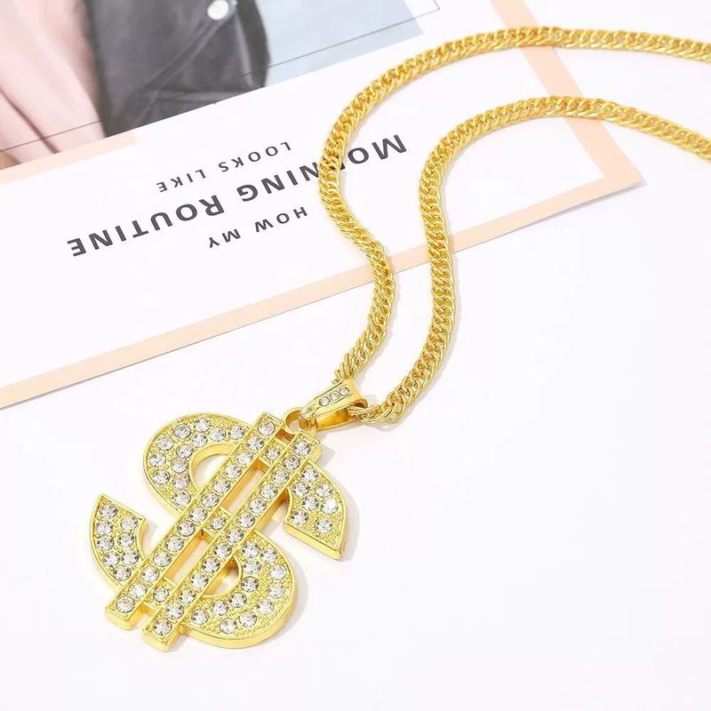 Collana con ciondolo cubano rotante a 360 gradi con moneta d'oro e diamanti_voghion.com