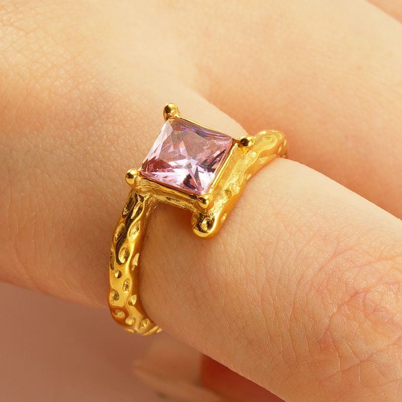 Anello aperto regolabile in acciaio al titanio con pietra di luna, personalità hip-hop, linee geometriche irregolari, per donna_voghion.com