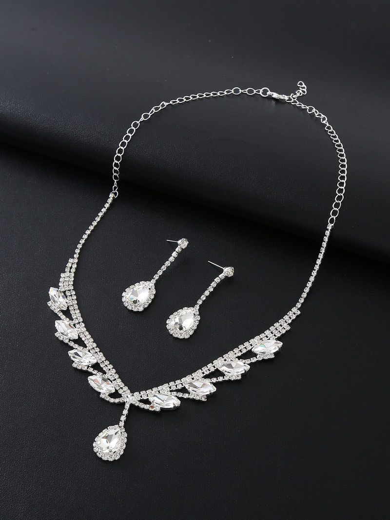 Set di collane in due pezzi alla moda e lussuose, orecchini, abito da sposa della sposa, accessori per la cena_voghion.com
