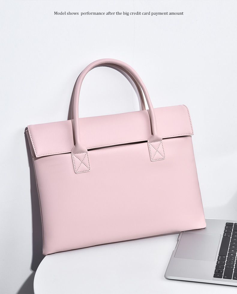 New laptop bag with 14 inch PU fabric can be customized 2024 commuting versatile briefcase for both men and women_voghion.com