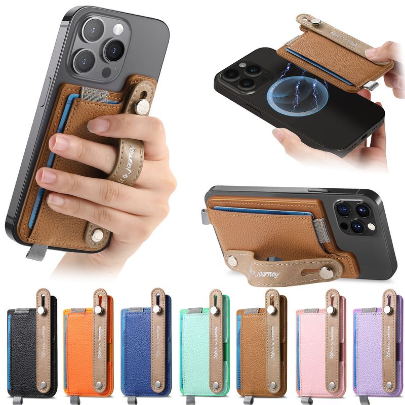 TechGlobe Back Sticker Magasfe Phone Case Wrist Strap Storage Strong Magnetic Card Holder_voghion.com