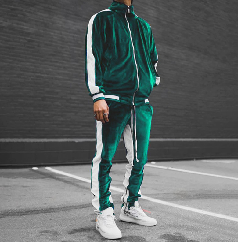 Giacca da uomo sportiva, casual, retrò, in velluto dorato, con colori a contrasto_voghion.com