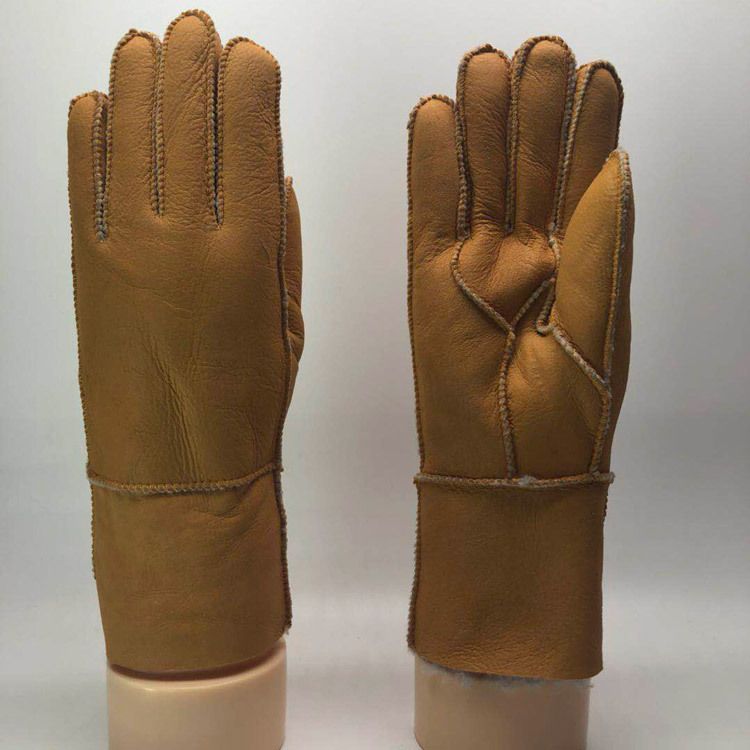 Gants d'équitation d'extérieur en peau de mouton pour femme, une pièce, chauds, en cuir véritable de mouton, à doigts fendus, pour l'hiver_voghion.com