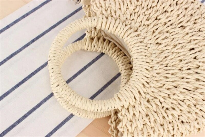 Yogodlns Borsa a tracolla in rattan intrecciata fatta a mano a metà tondo Borsa a tracolla da donna estiva a tracolla per bambina Borsa da spiaggia piccola Nuovo_voghion.com