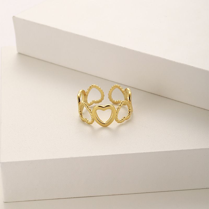 Set di gioielli da donna, moda, semplice, anello d'amore, anello in acciaio inossidabile placcato rosso temperamento femminile_voghion.com