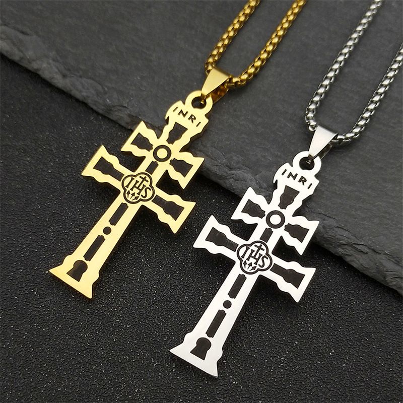 Nuova collana con ciondolo a forma di croce in acciaio inossidabile con taglio a vento_voghion.com