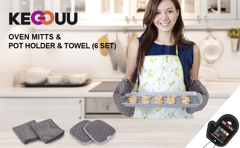 500° Heat Resistant 6-PC Set - Oven Gloves Insulation_voghion.com
