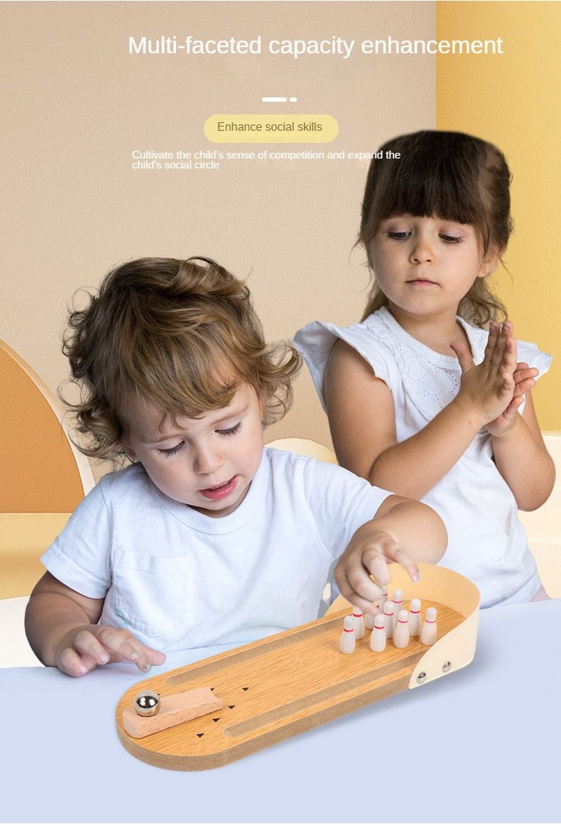 Holzbrettspiel für Kinder, Eltern-Kind-Interaktiver Ball, Casual Mini-Version, Desktop-Bowling-Puzzle, Dekompressionsspielzeug_voghion.com