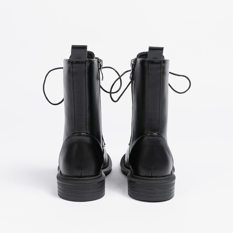 2024 new autumn and winter British style versatile Martin boots for women thick-soled lace-up slimming boots for women flat-heeled short boots_voghion.com