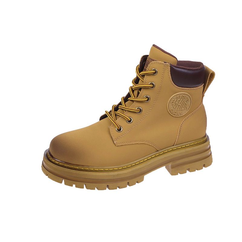 Martin 2025 New British Style Autumn Big Yellow Hornet Short High-top Thick-soled Work Boots For Women_voghion.com