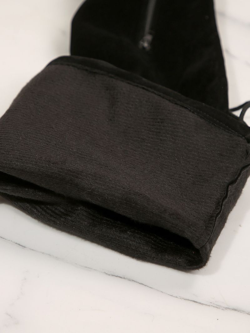 New autumn and winter long boots thick heel suede high elastic boots pointed high heel boots_voghion.com