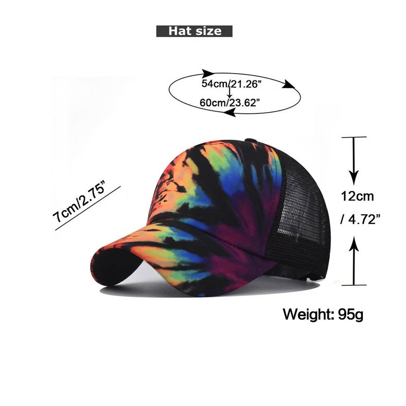 Cappello stampato con apertura, berretto da donna, berretto da baseball con coda di cavallo annodata colorata_voghion.com