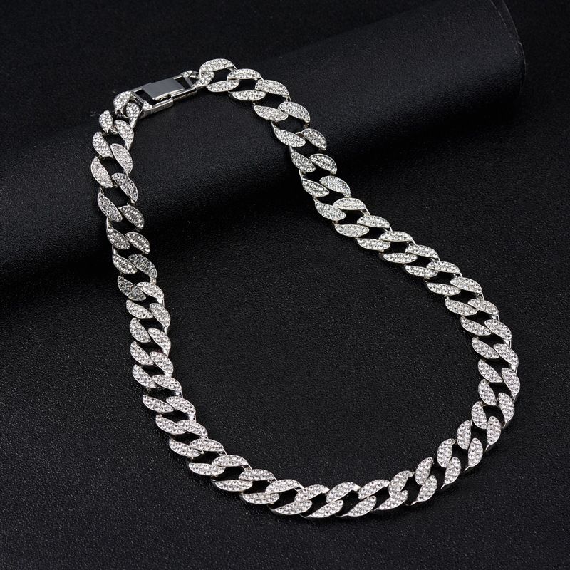 Colar de corrente cubana moda hip hop colar com diamante colares de corrente cubana_voghion.com