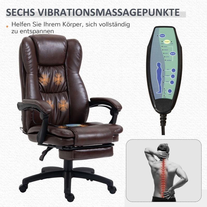Drehstuhl Mit Fußstütze, Kopfstütze, Massagefunktion, Braun_voghion.com
