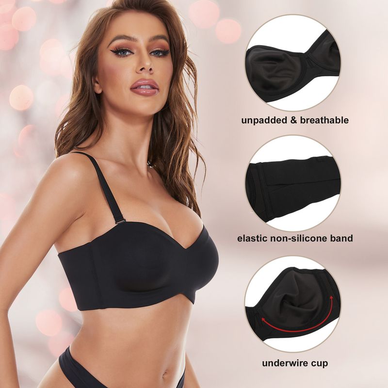 Women's Intimates Underwear Seamless Invisible Bra Detachable Gathering Thin Belt Steel Ring Large Size Chest Wrap_voghion.com