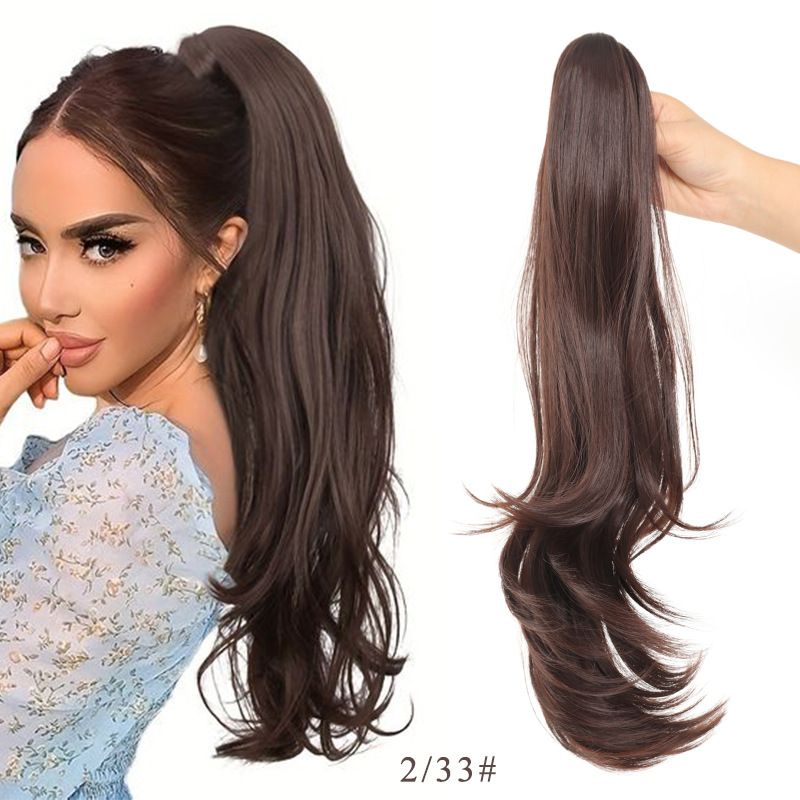 Parrucca da donna con coda di cavallo a clip, con cambio naturale dell'acconciatura, in fibra chimica, 50 cm_voghion.com